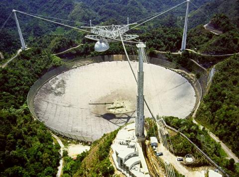 거대한 전파망원경이 있는 미국 푸에르토리코 아레시보 전파천문대(_Arecibo-Radio-Observatory). ⓒNational Astronomy and Ionosphere Center, Cornell U., NSF