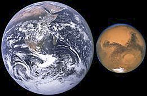 지구와 화성의 비교. 처음 조성될 당시의 미세한 차이가 큰 차이를 나타냈다. CREDIT: Wikimedia Commons /NASA (image modified by Jcpag2012)