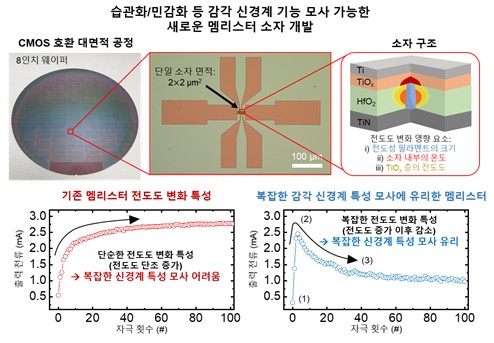기존 멤리스터와 개발한 멤리스터의 전도도 변화 특성 비교 ⓒKAIST 제공