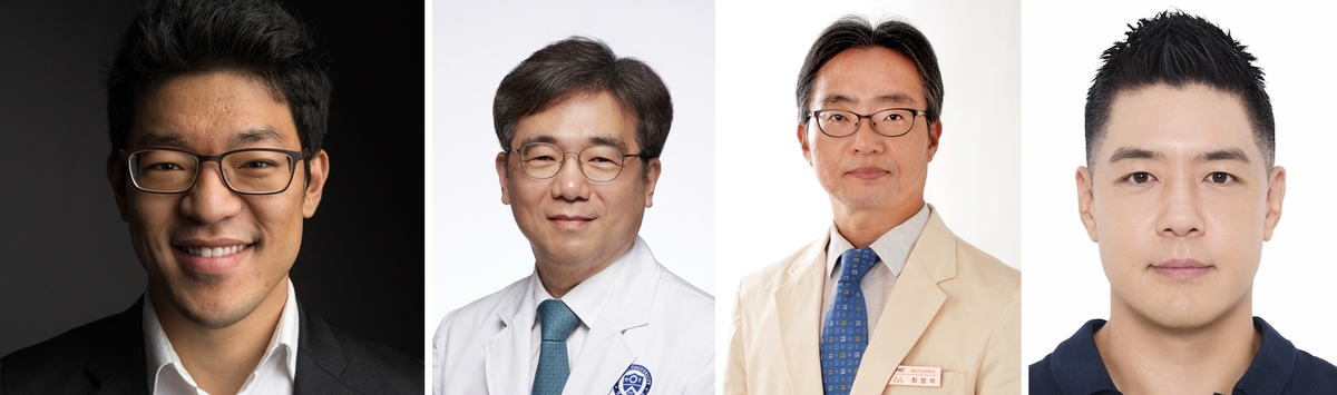 연구진 모습 왼쪽부터 UNIST 정동일 교수, 연세의대 세브란스병원 정영철 교수, 성균관의대 서울삼성병원 최정석 교수, 서울대 안우영 교수. ⓒ울산과학기술원 제공