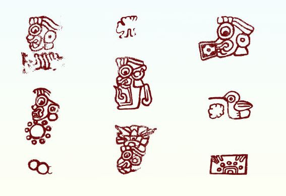 테오티우아칸 문자 체계를 구성하는 표의문자 기호들. ⒸUniversity of Copenhagen