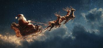 루돌프가 끄는 썰매가 만약 광속의 10%로 날아간다면 도플러 효과로 인해 다가올 때는 주황색, 멀어질 때는 거의 검은색으로 보일 것이다. ⒸGettyImagesBank