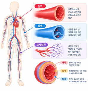 [그림 1] 혈관의 종류와 구조 ⓒ범부처재생의료기술개발사업단