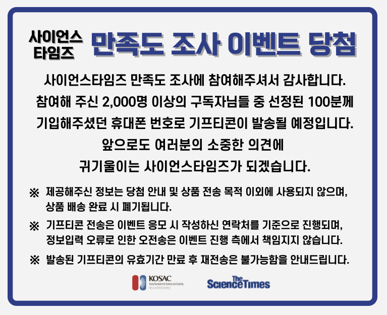 사이언스타임즈 만족도 조사 이벤트 당첨 안내