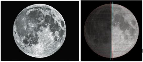 보름달 사진(ⓒ NASA, 왼쪽), 상현달의 상하 위상 변화(ⓒ 천문우주기획, 오른쪽) ⓒ ScienceTimes
