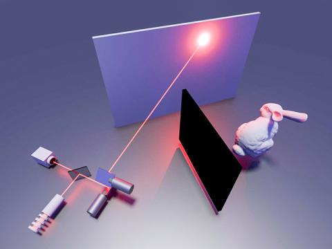 비가시선(non-line-of-sight) 상의 이미지 포착 시스템 일러스트. CREDIT: Stanford Computational Imaging Lab