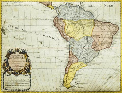 연구팀이 생물 진화 모델링의 대상으로 삼은 남아메리카. 1700년 경의 판화. Photo by DeAgostini/Getty Images