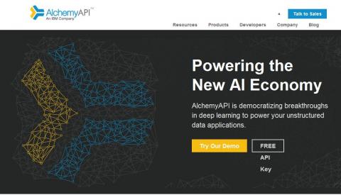 3일 IBM에 인수된 '알케이미API'의 웹사이트. 그동안 이 회사에서는 텍스트, 이미지, 언어 등의 추상적 분석 기술을 개발해왔다. 자사에서 개발하고 있는 인공지능 '왓슨'에 적용할 계획이다.
