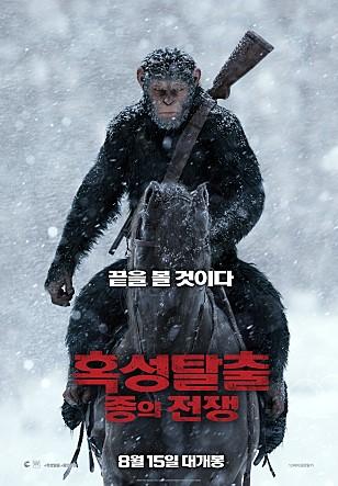 최근 개봉된 ‘혹성탈출: 종의 전쟁’은 침팬지가 너무 인간화돼 사람을 압도하는 침팬지 특유의 ‘물리적인 힘’이 좀처럼 느껴지지 않았다. 최근 연구결과 침팬지의 근력은 사람의 1.35배 수준인 것으로 밝혀졌다. ⓒ 이십세기폭스코리아(주)
