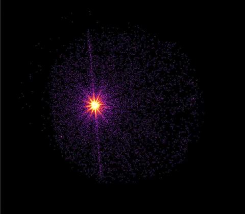 X선 망원경(Neil Gehrels Swift Observatory)을 사용해 2018년 3월11일 촬영한 블랙홀 MAXI J1820 + 070 이미지. Credit: Space.com / NASA/Swift