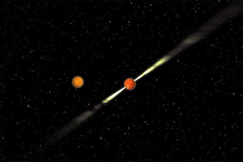 이중펄서는 펄서와 중성자별, 또는 펄서와 펄서가 서로를 공전한다. © Joeri Van Leeuwen / Astron