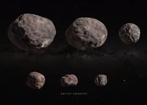 루시가 탐사할 소행성들의 크기 비교. © NASA Goddard